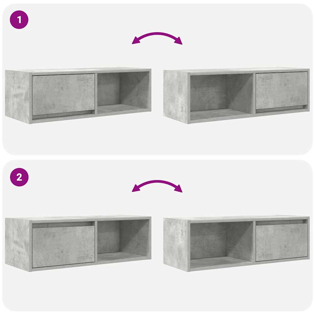 Meubles TV, lot de 2, gris béton, 80 x 31 x 25,5 cm, matériau à base de bois