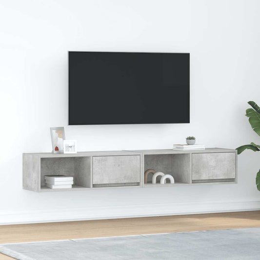 Meubles TV, lot de 2, gris béton, 80 x 31 x 25,5 cm, matériau à base de bois