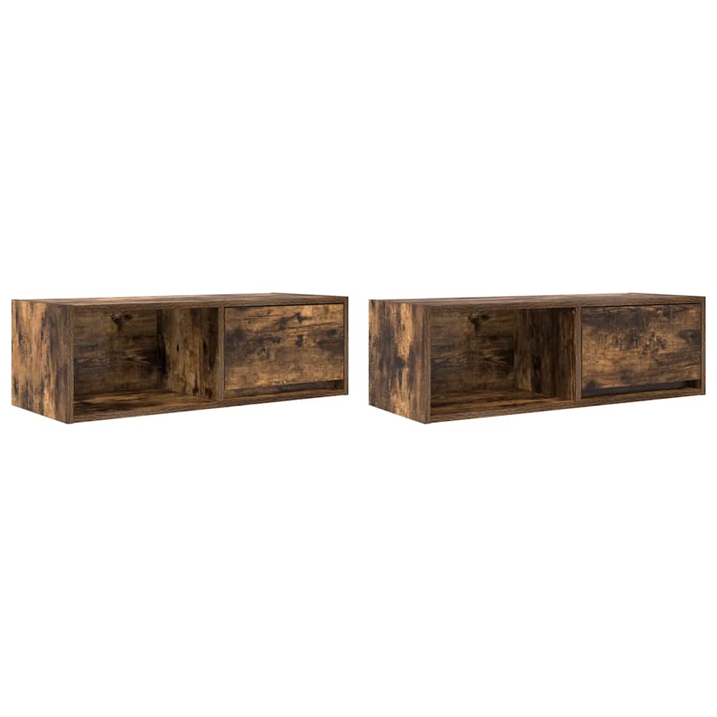 Meubles TV, lot de 2, chêne fumé, 80 x 31 x 25,5 cm, matériau bois