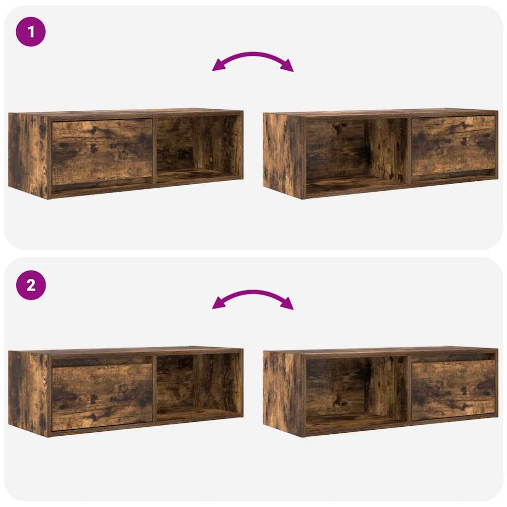 Meubles TV, lot de 2, chêne fumé, 80 x 31 x 25,5 cm, matériau bois