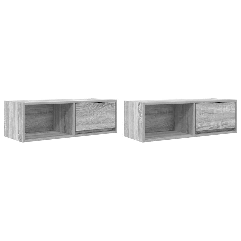 Meubles TV, lot de 2, gris Sonoma, 80 x 31 x 25,5 cm, matériau à base de bois