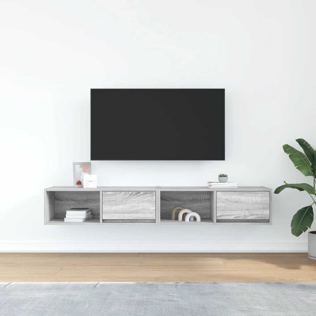 Meubles TV, lot de 2, gris Sonoma, 80 x 31 x 25,5 cm, matériau à base de bois