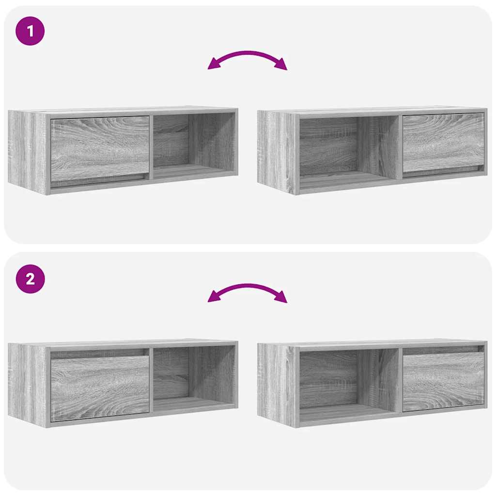 Meubles TV, lot de 2, gris Sonoma, 80 x 31 x 25,5 cm, matériau à base de bois
