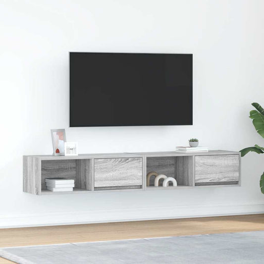Meubles TV, lot de 2, gris Sonoma, 80 x 31 x 25,5 cm, matériau à base de bois