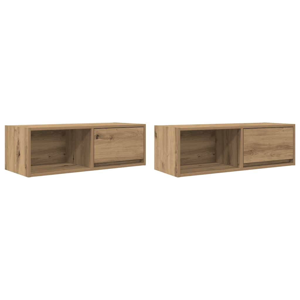 Meubles TV (2 pièces) en chêne artisanal 80 x 31 x 25,5 cm.