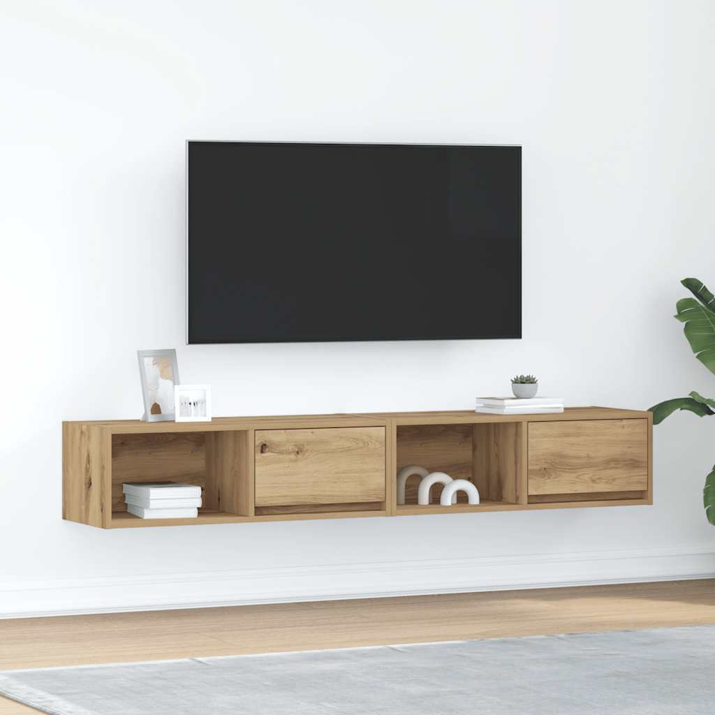 Meubles TV (2 pièces) en chêne artisanal 80 x 31 x 25,5 cm.