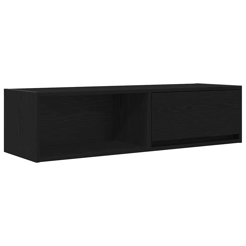 Meuble TV aspect chêne noir 100x31x25,5 cm matériau à base de bois