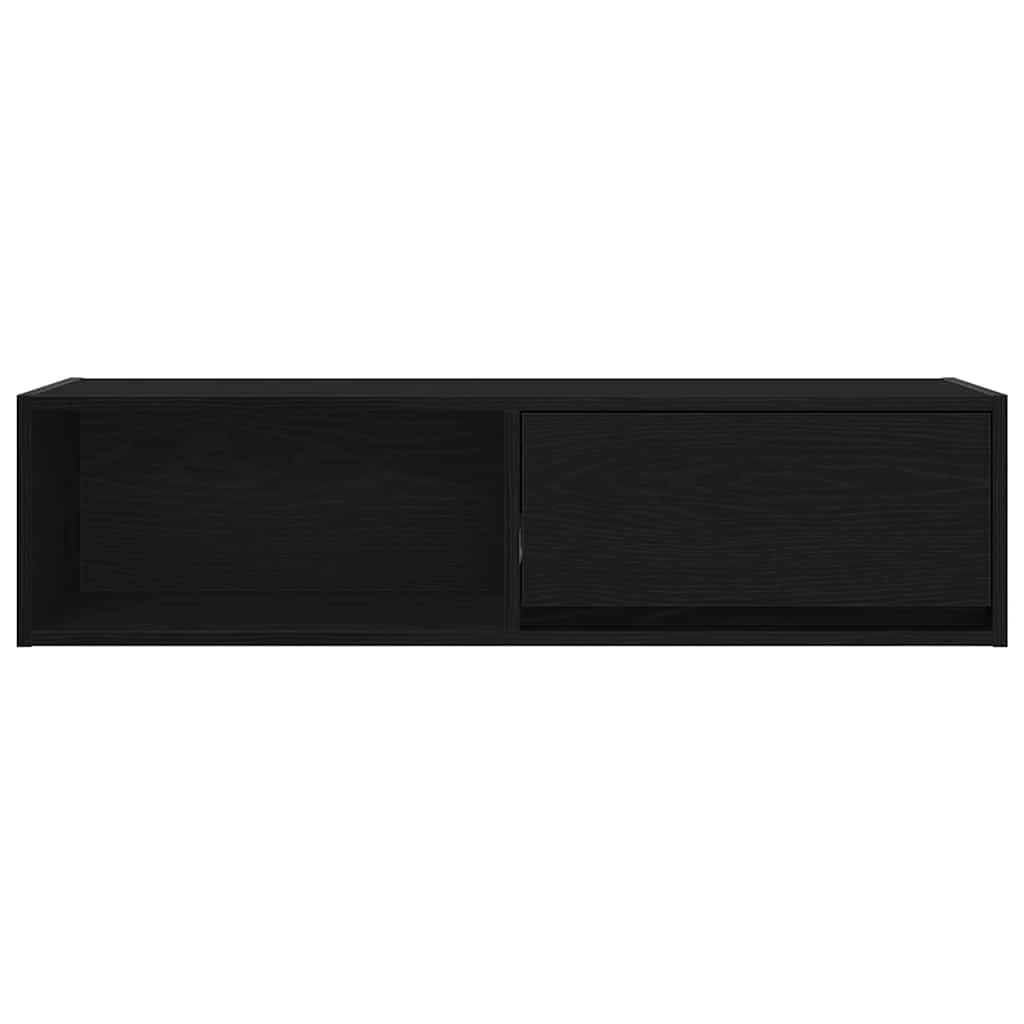 Meuble TV aspect chêne noir 100x31x25,5 cm matériau à base de bois