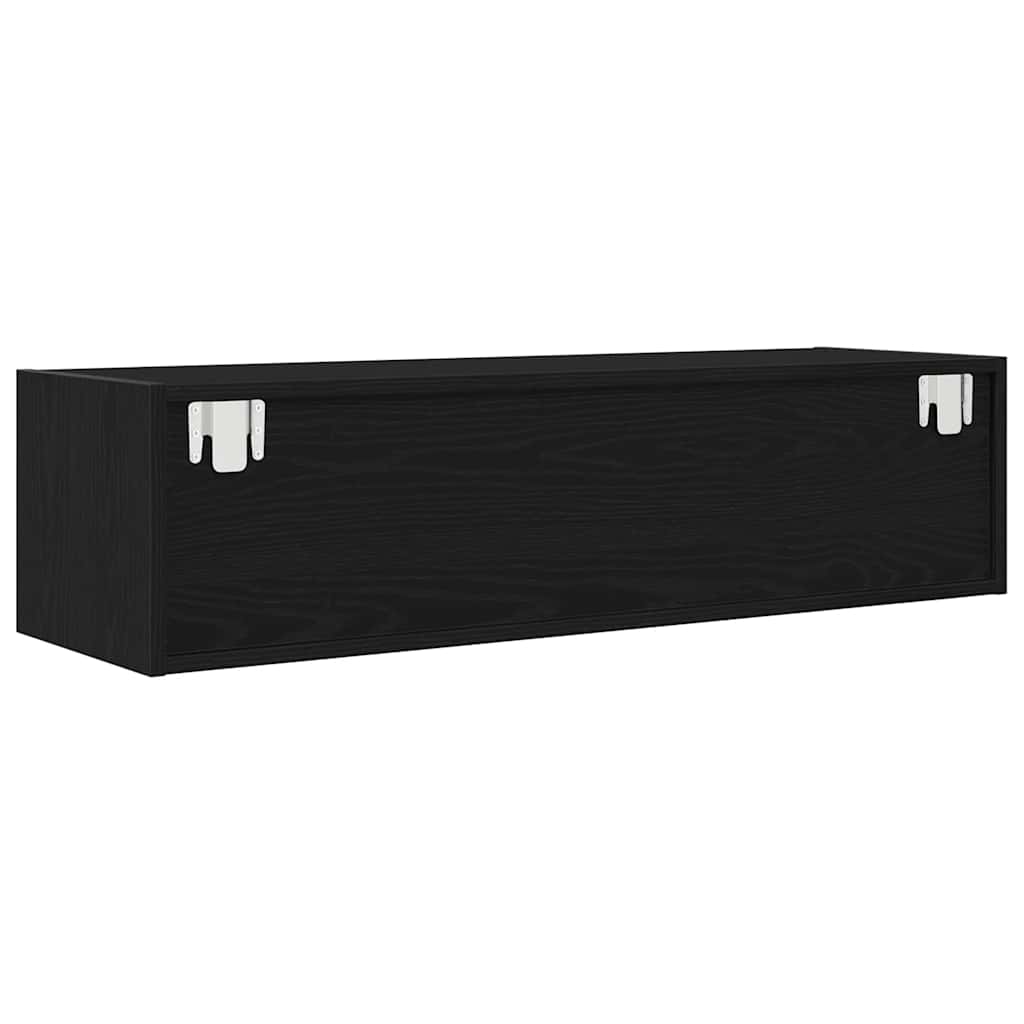Meuble TV aspect chêne noir 100x31x25,5 cm matériau à base de bois