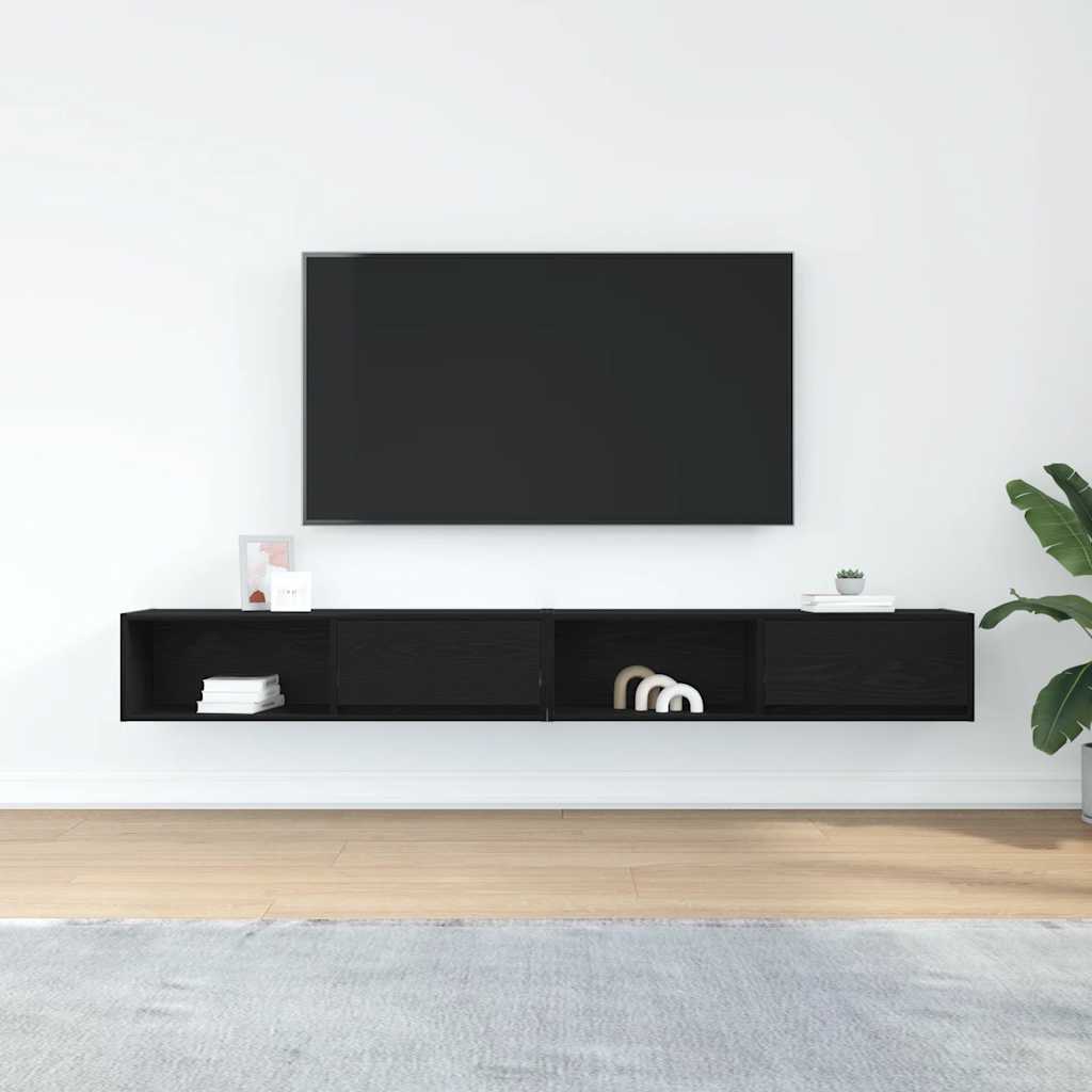 Meubles TV, lot de 2, aspect chêne noir, 100 x 31 x 25,5 cm