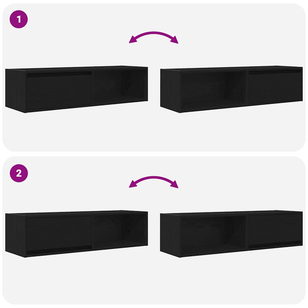 Meubles TV, lot de 2, aspect chêne noir, 100 x 31 x 25,5 cm