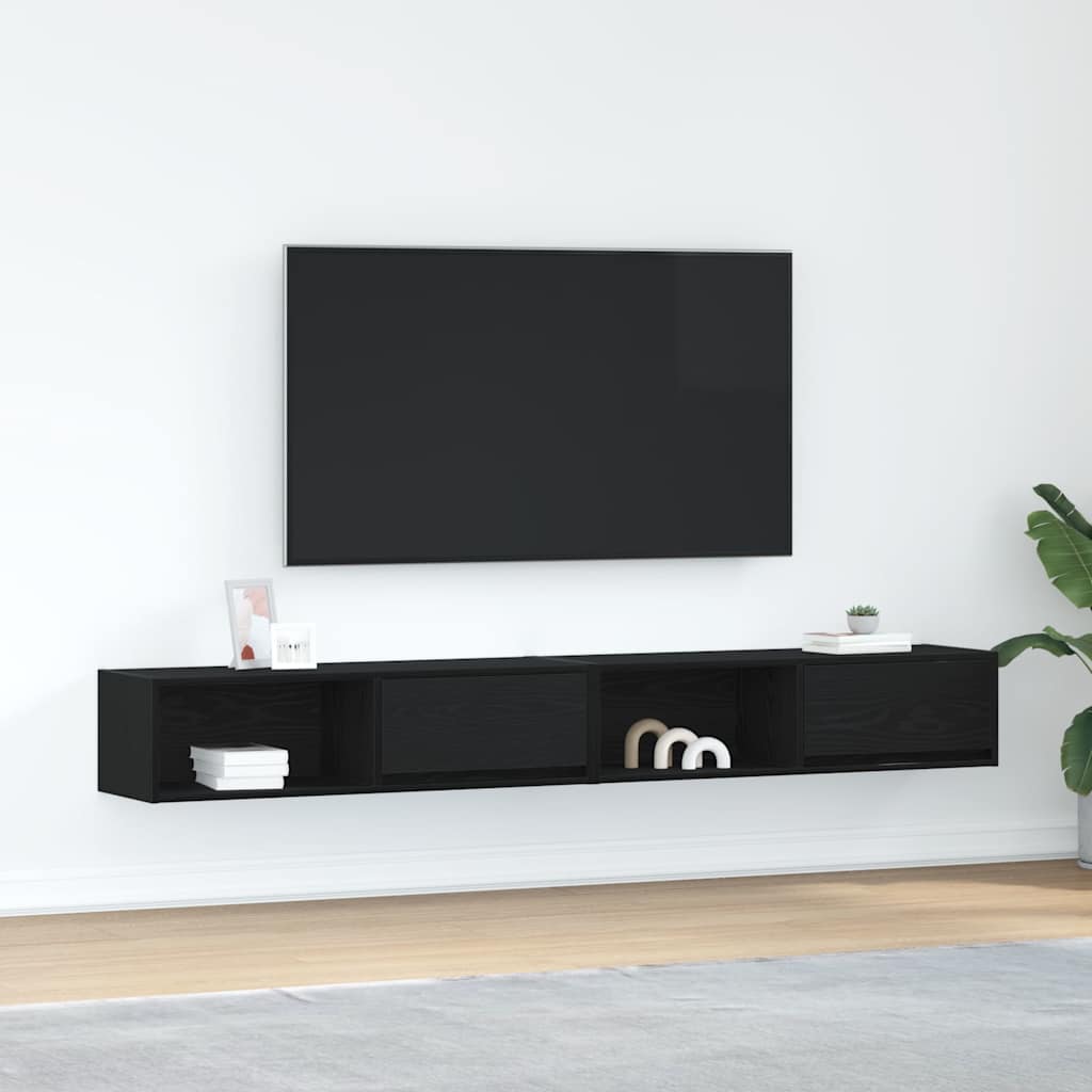Meubles TV, lot de 2, aspect chêne noir, 100 x 31 x 25,5 cm