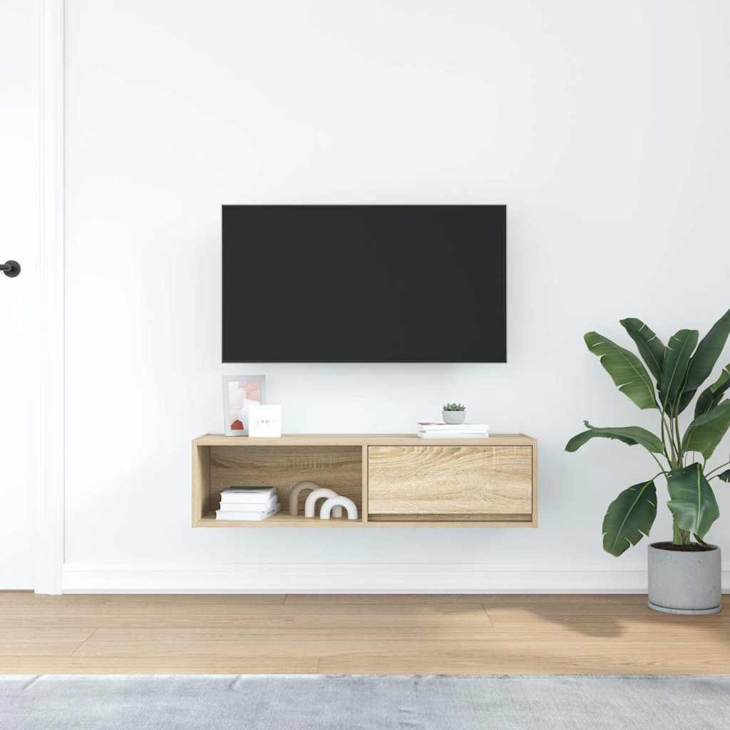 Meuble TV en chêne Sonoma 100x31x25,5 cm, matériau à base de bois