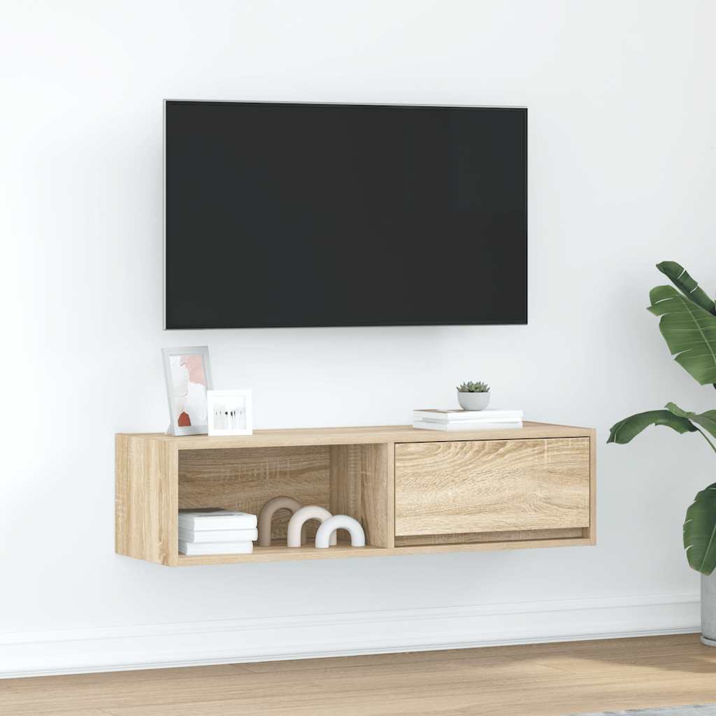 Meuble TV en chêne Sonoma 100x31x25,5 cm, matériau à base de bois