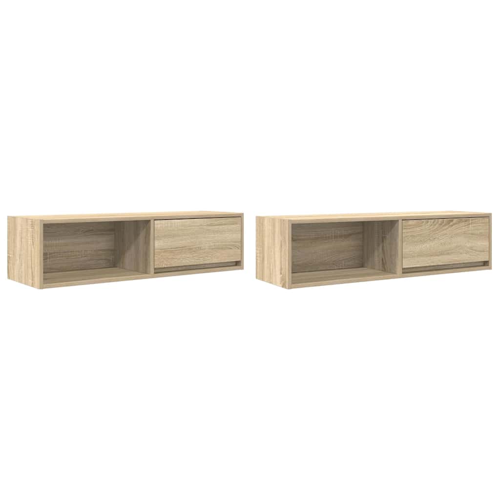 Meubles TV, lot de 2, en chêne Sonoma, 100 x 31 x 25,5 cm.