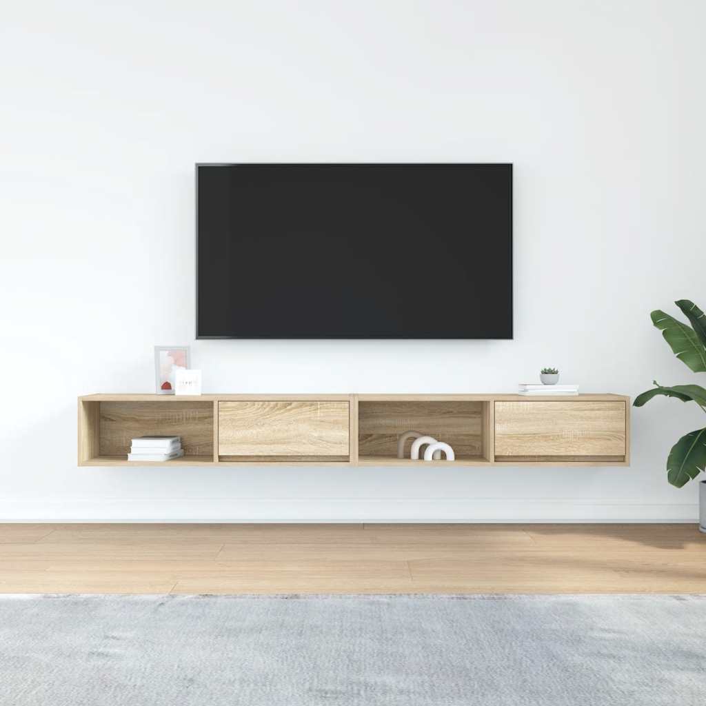 Meubles TV, lot de 2, en chêne Sonoma, 100 x 31 x 25,5 cm.