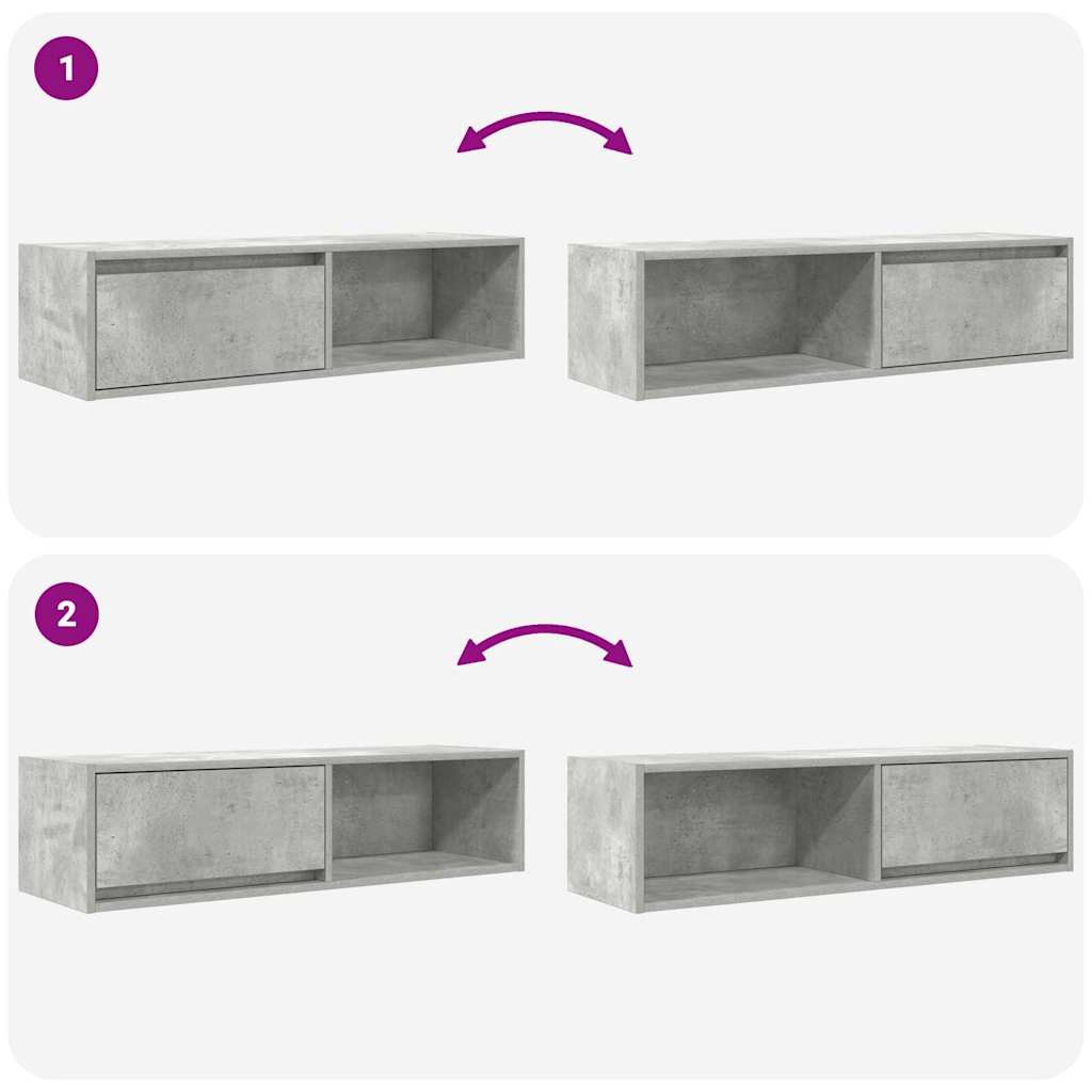 Meubles TV (2 pièces) gris béton 100 x 31 x 25,5 cm, matériau à base de bois