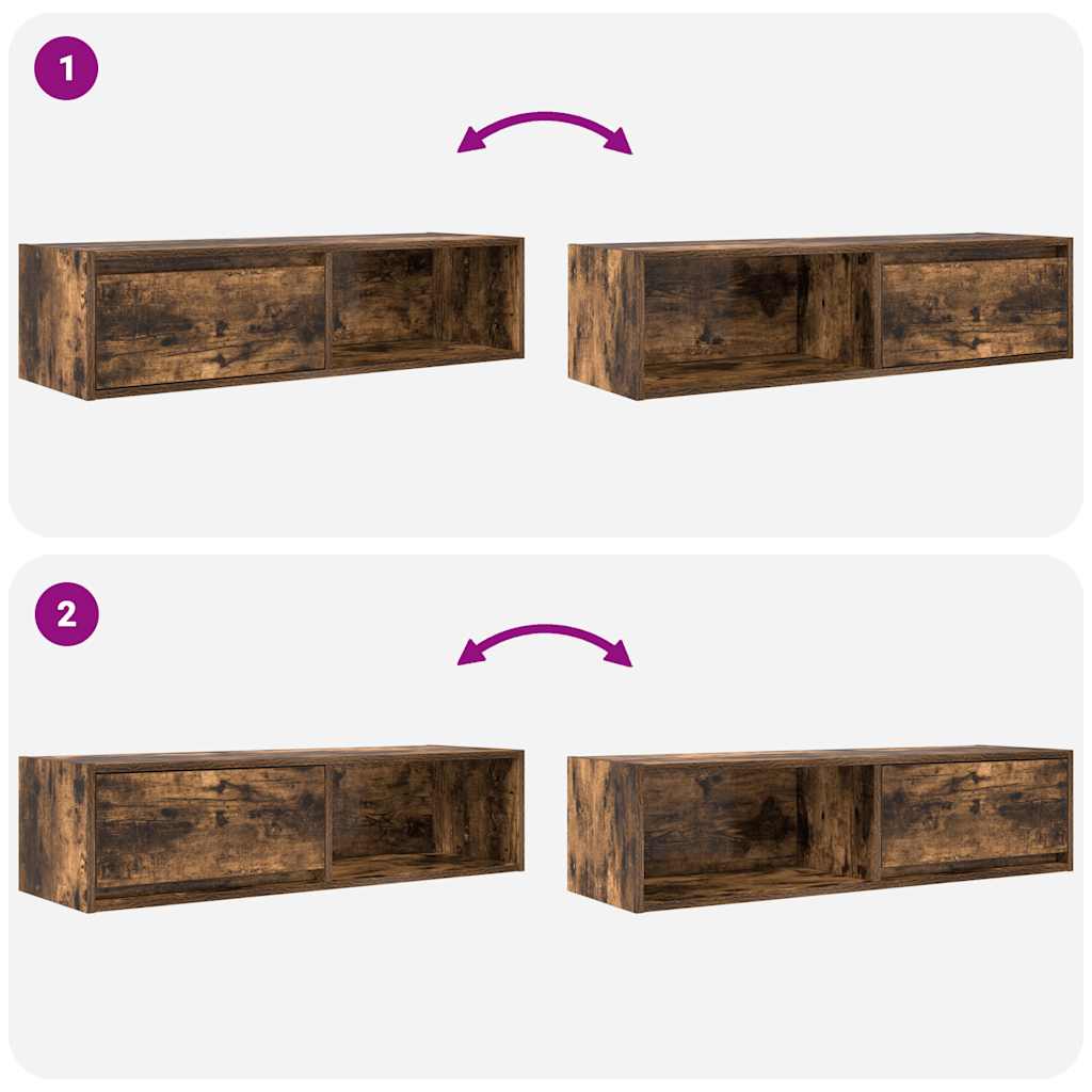 Meuble TV en chêne fumé 100x31x25,5 cm matériau à base de bois