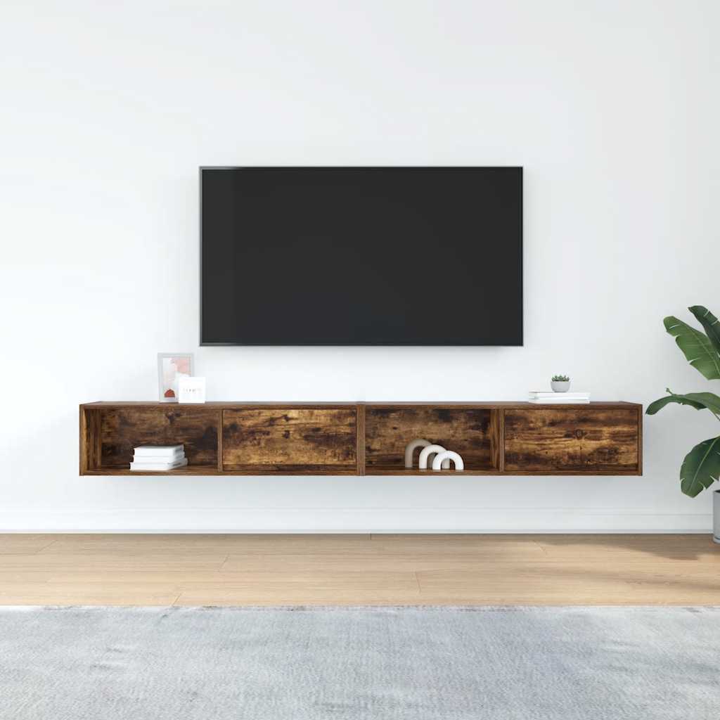 Meubles TV 2 pièces chêne fumé 100x31x25,5 cm matériau bois