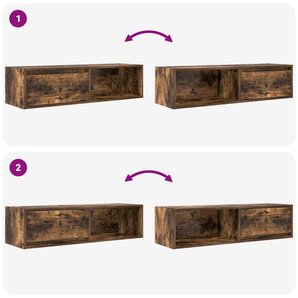 Meubles TV 2 pièces chêne fumé 100x31x25,5 cm matériau bois