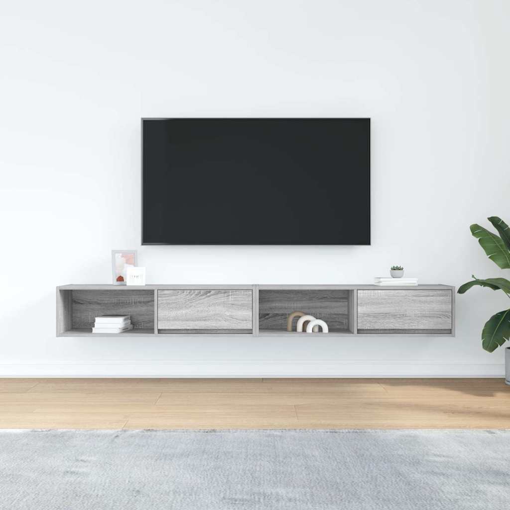Meubles TV, lot de 2, gris Sonoma, 100 x 31 x 25,5 cm, matériau à base de bois