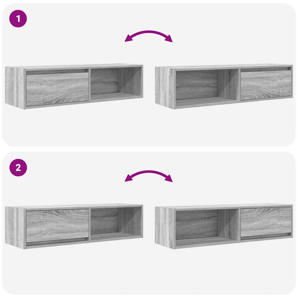 Meubles TV, lot de 2, gris Sonoma, 100 x 31 x 25,5 cm, matériau à base de bois