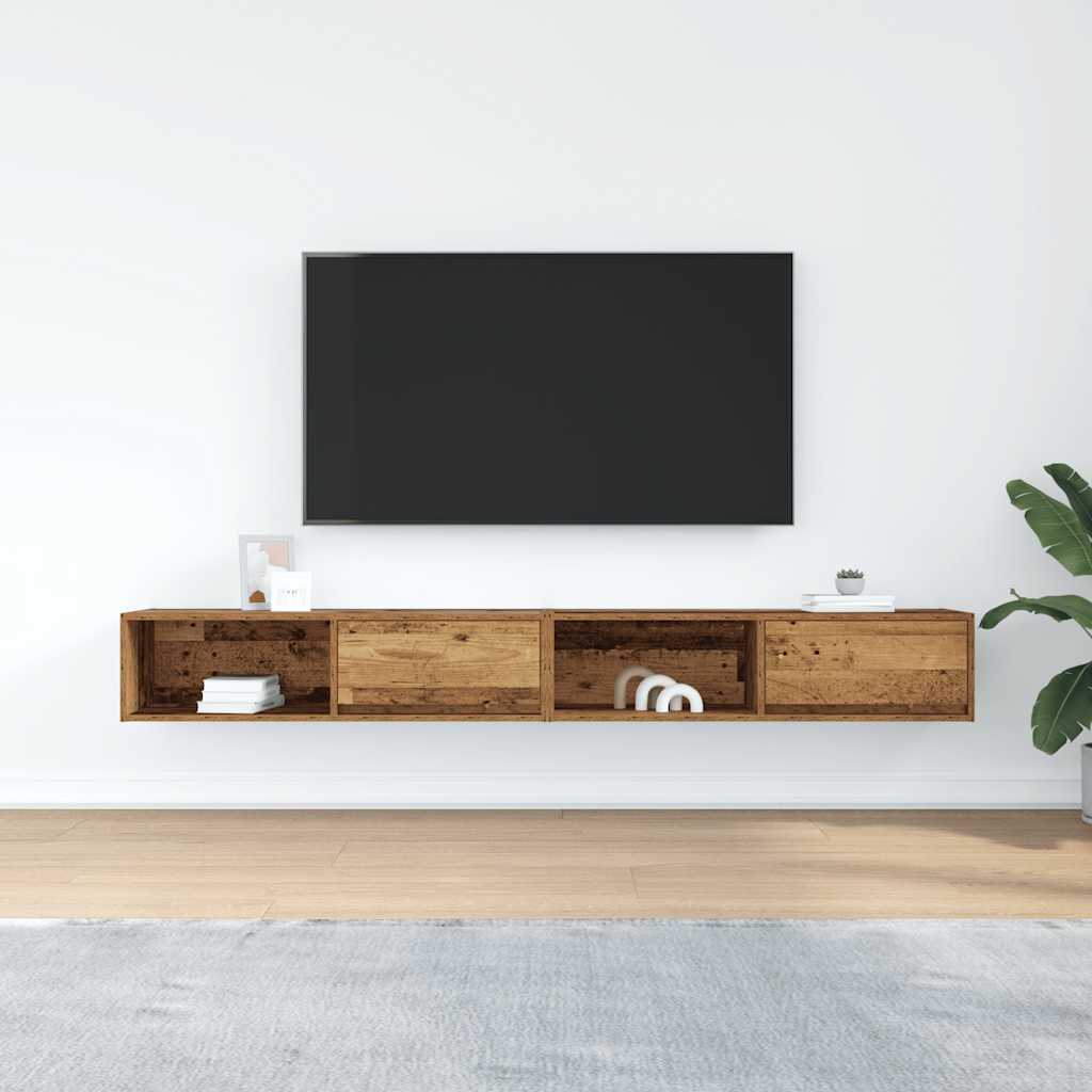 Meubles TV, lot de 2, aspect bois de récupération, 100 x 31 x 25,5 cm.