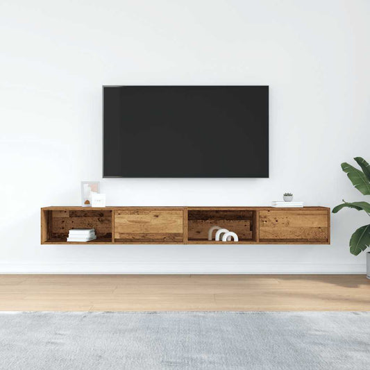 Meubles TV, lot de 2, aspect bois de récupération, 100 x 31 x 25,5 cm.