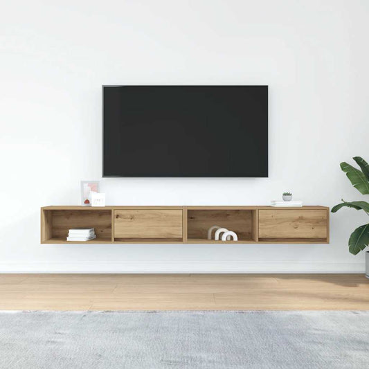 Meubles TV, lot de 2. Chêne artisanal, 100 x 31 x 25,5 cm.