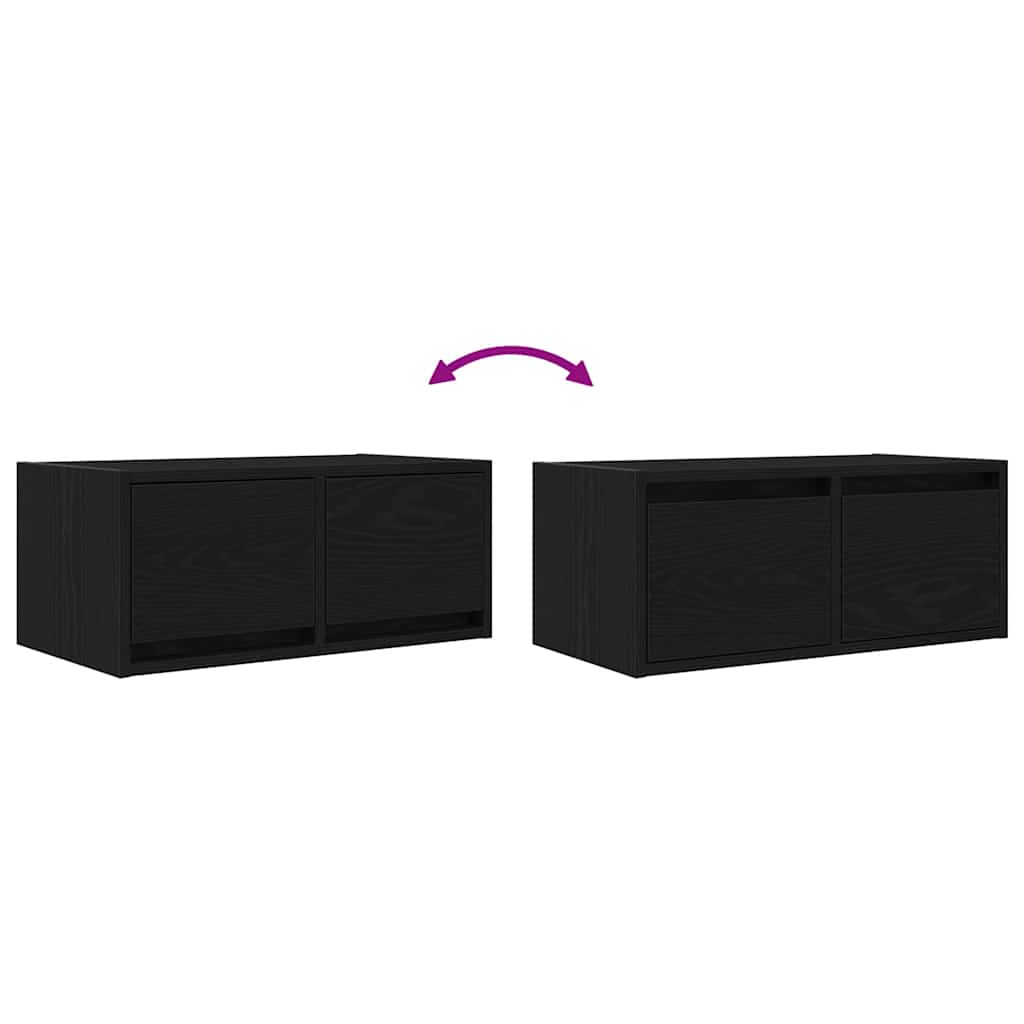 Meuble TV aspect chêne noir 60x31x25,5 cm matériau à base de bois
