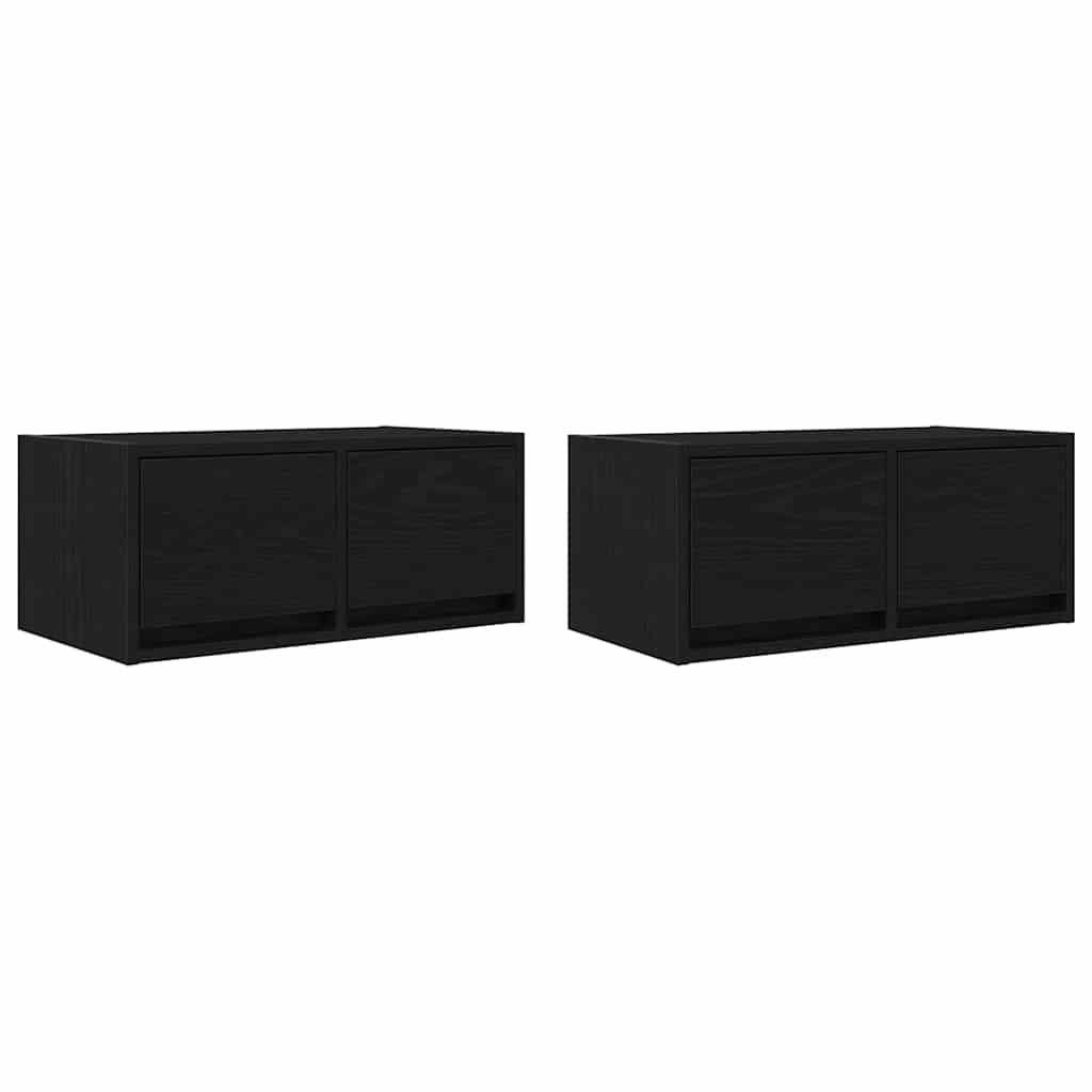 Meubles TV, lot de 2, aspect chêne noir, 60 x 31 x 25,5 cm