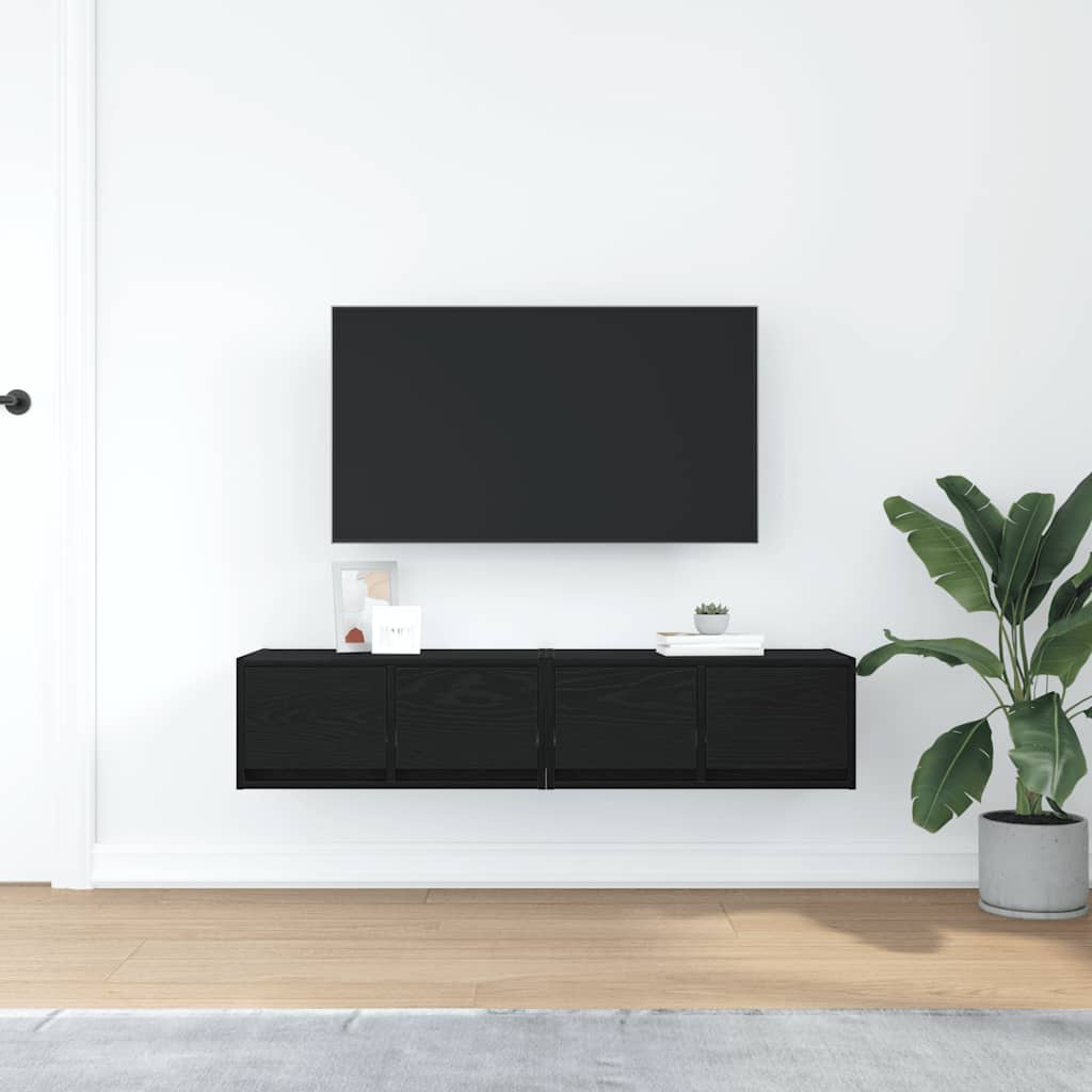 Meubles TV, lot de 2, aspect chêne noir, 60 x 31 x 25,5 cm