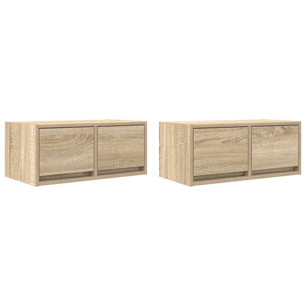 Meubles TV, lot de 2, en chêne Sonoma, 60 x 31 x 25,5 cm.