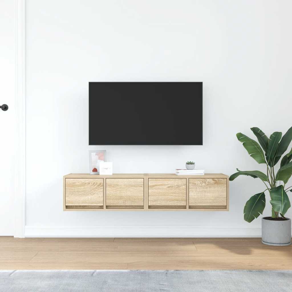Meubles TV, lot de 2, en chêne Sonoma, 60 x 31 x 25,5 cm.