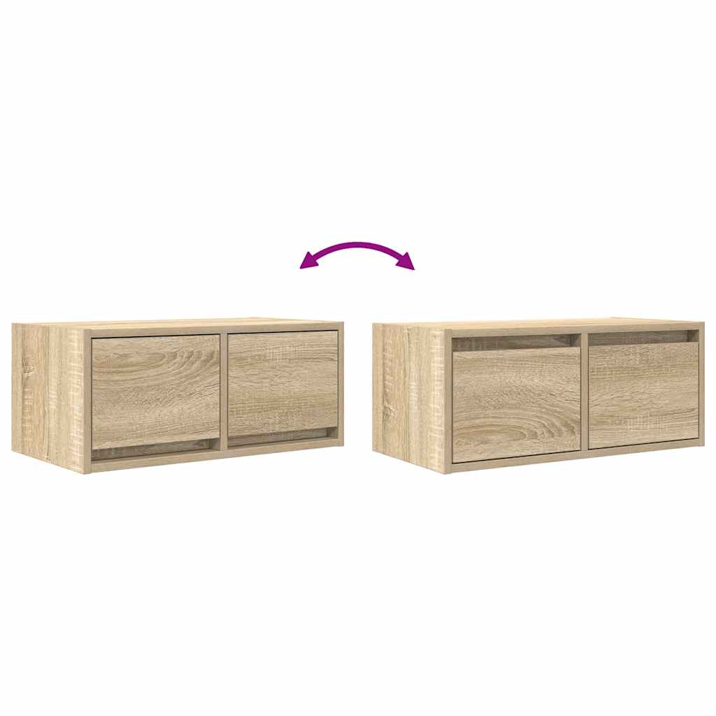 Meubles TV, lot de 2, en chêne Sonoma, 60 x 31 x 25,5 cm.