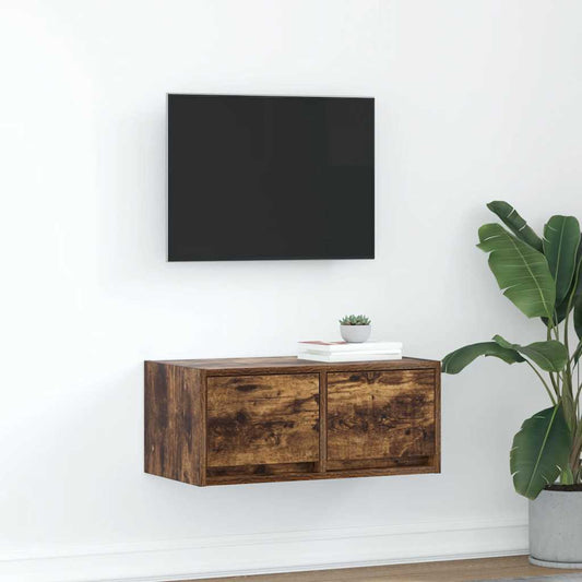 Meuble TV en chêne fumé 60x31x25,5 cm, matériau à base de bois