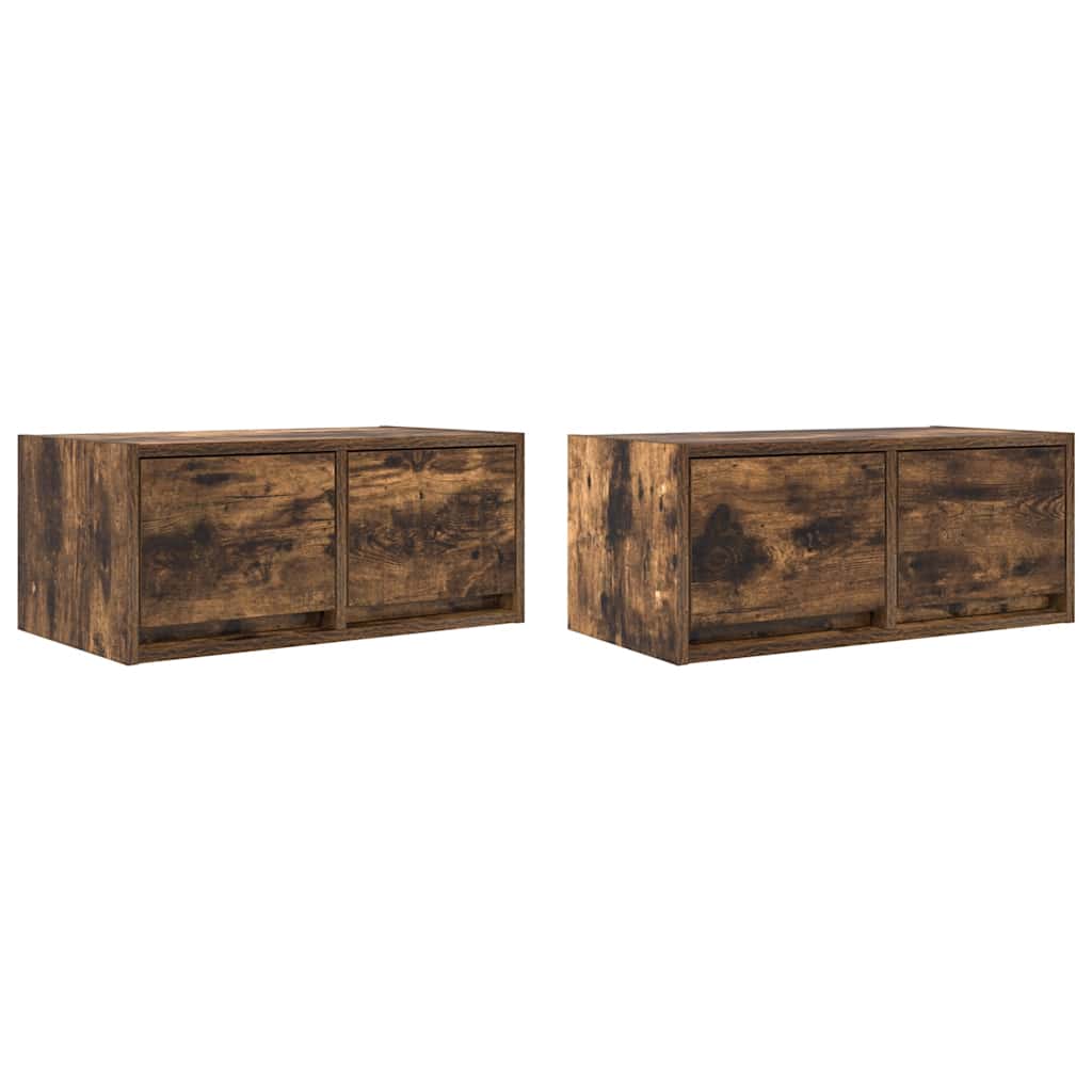 Meubles TV 2 pièces chêne fumé 60x31x25,5 cm matériau bois