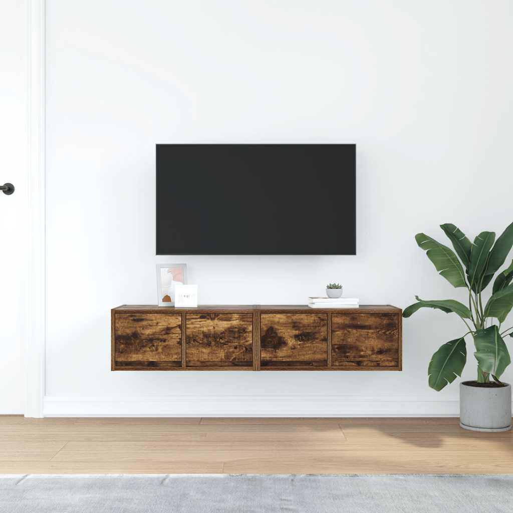 Meubles TV 2 pièces chêne fumé 60x31x25,5 cm matériau bois