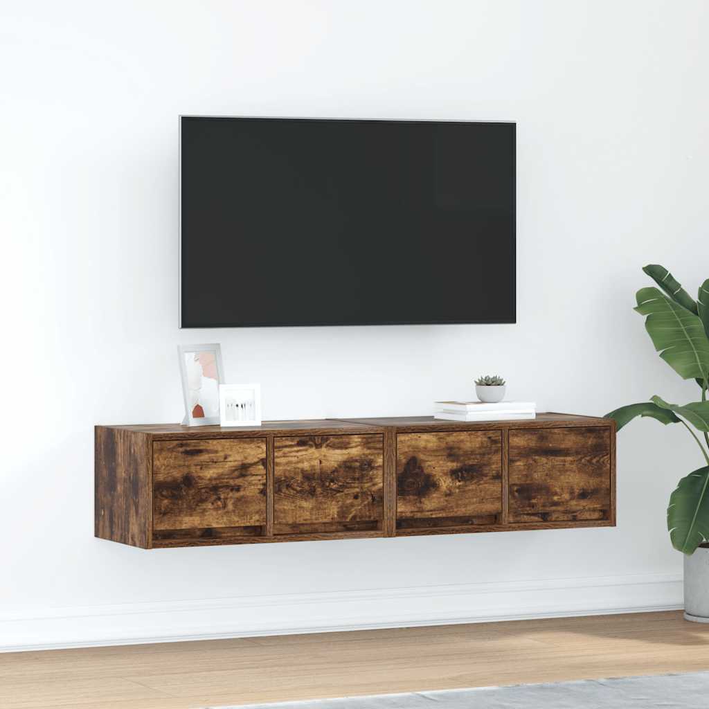Meubles TV 2 pièces chêne fumé 60x31x25,5 cm matériau bois