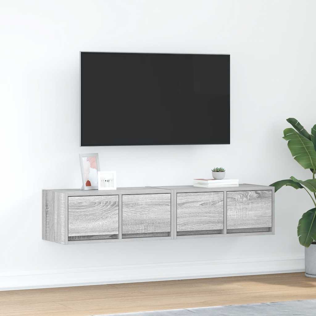 Meubles TV, lot de 2, gris Sonoma, 60 x 31 x 25,5 cm, matériau à base de bois