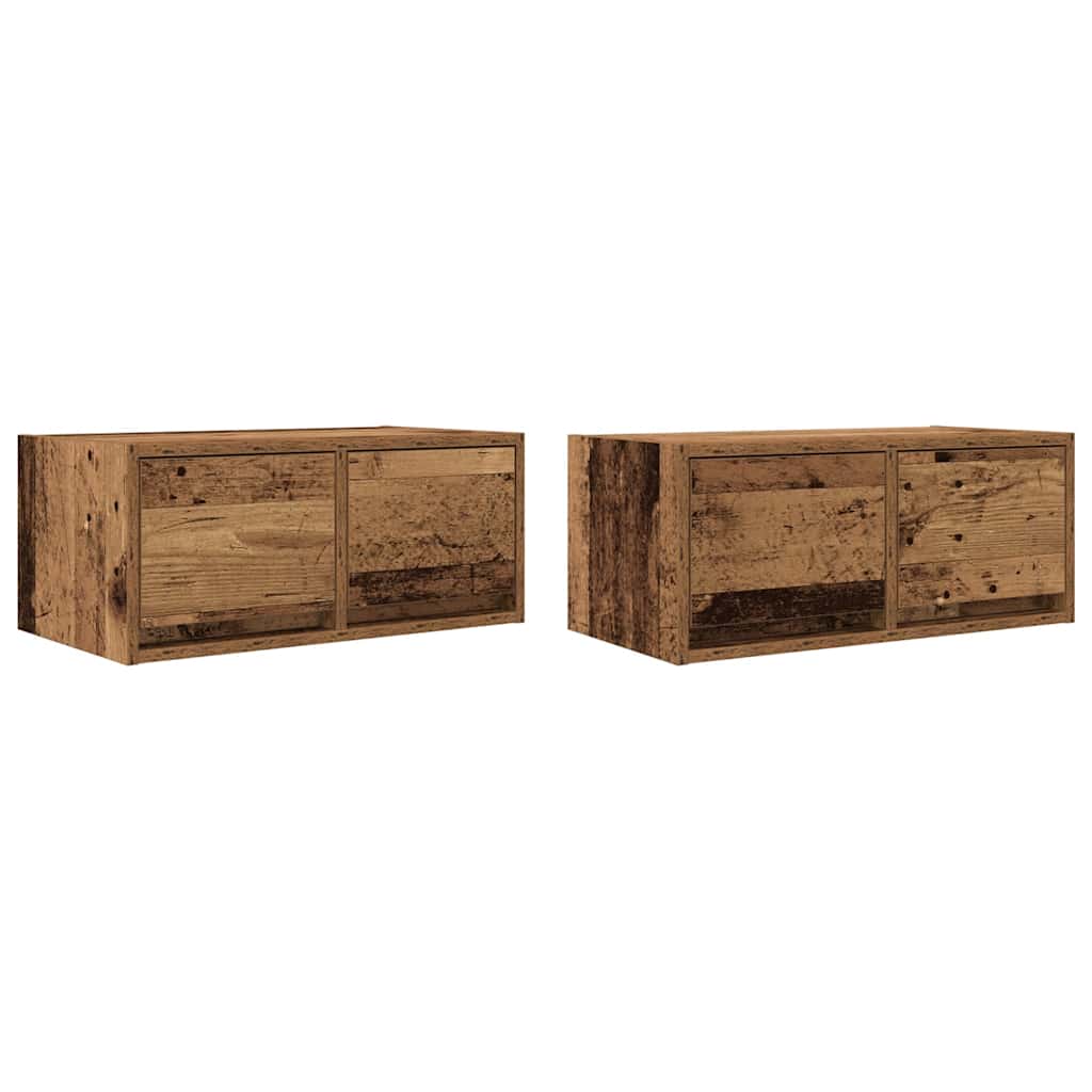 Meubles TV, lot de 2, aspect bois de récupération, 60 x 31 x 25,5 cm, matériau à base de bois