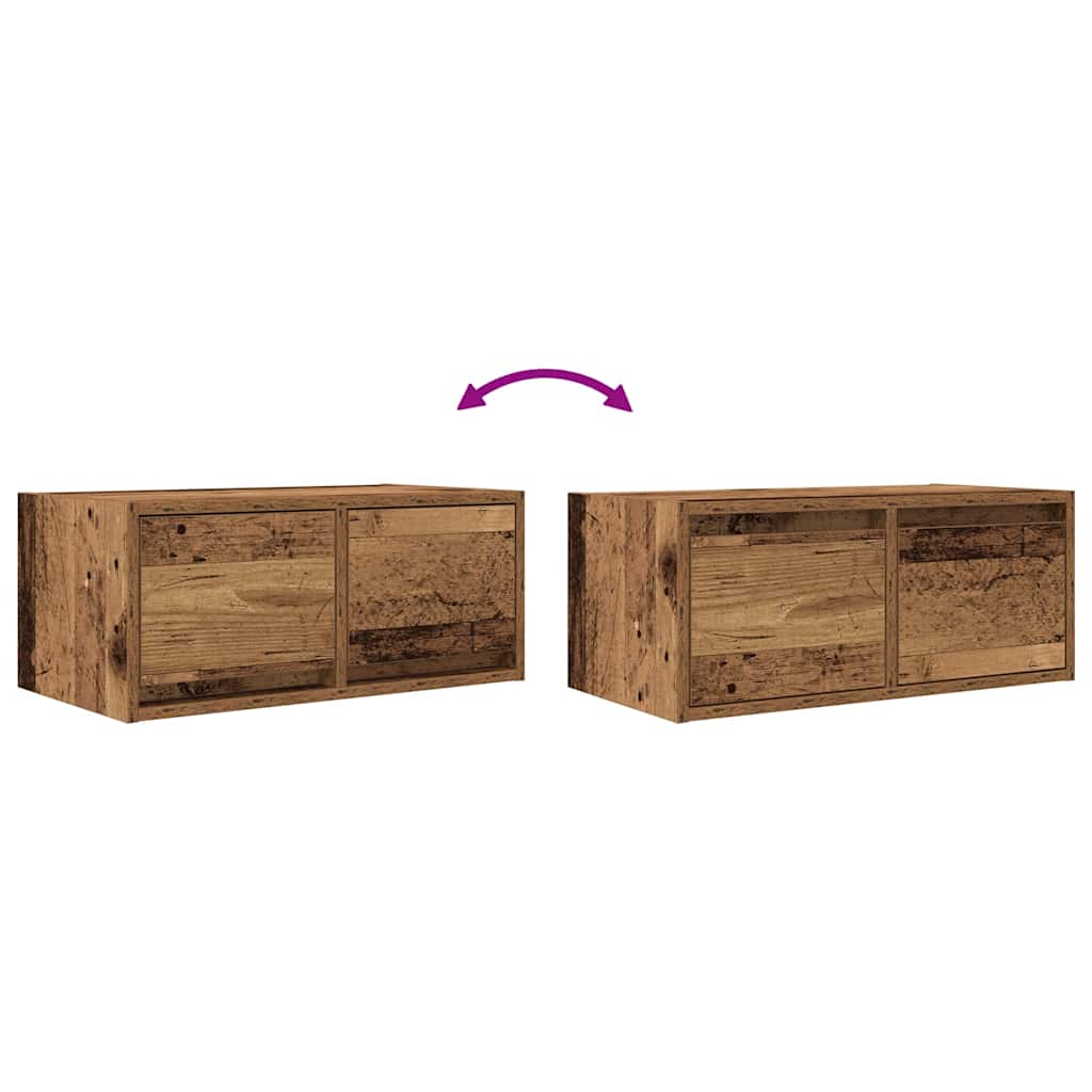 Meubles TV, lot de 2, aspect bois de récupération, 60 x 31 x 25,5 cm, matériau à base de bois