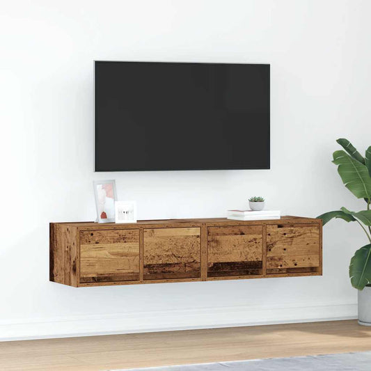 Meubles TV, lot de 2, aspect bois de récupération, 60 x 31 x 25,5 cm, matériau à base de bois