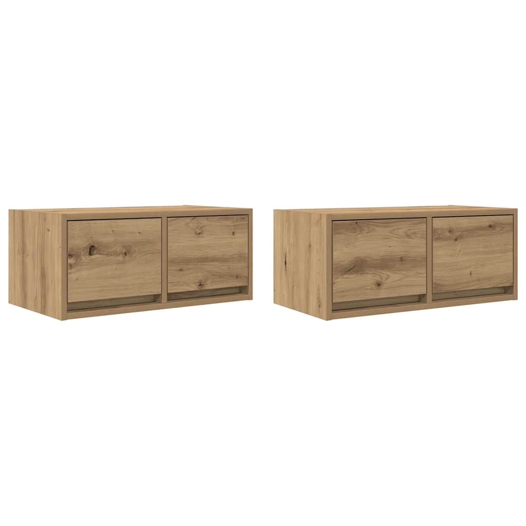 Meubles TV, lot de 2, chêne artisanal, 60 x 31 x 25,5 cm, matériau bois