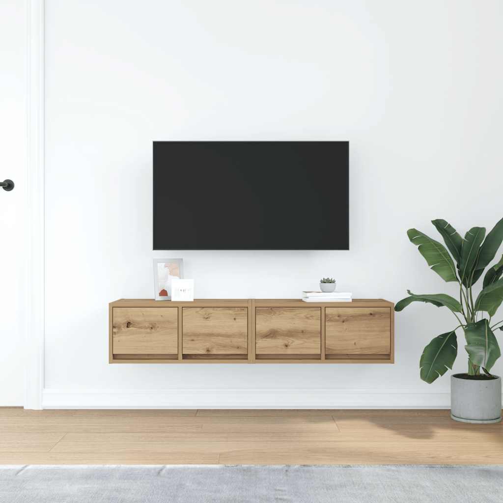 Meubles TV, lot de 2, chêne artisanal, 60 x 31 x 25,5 cm, matériau bois