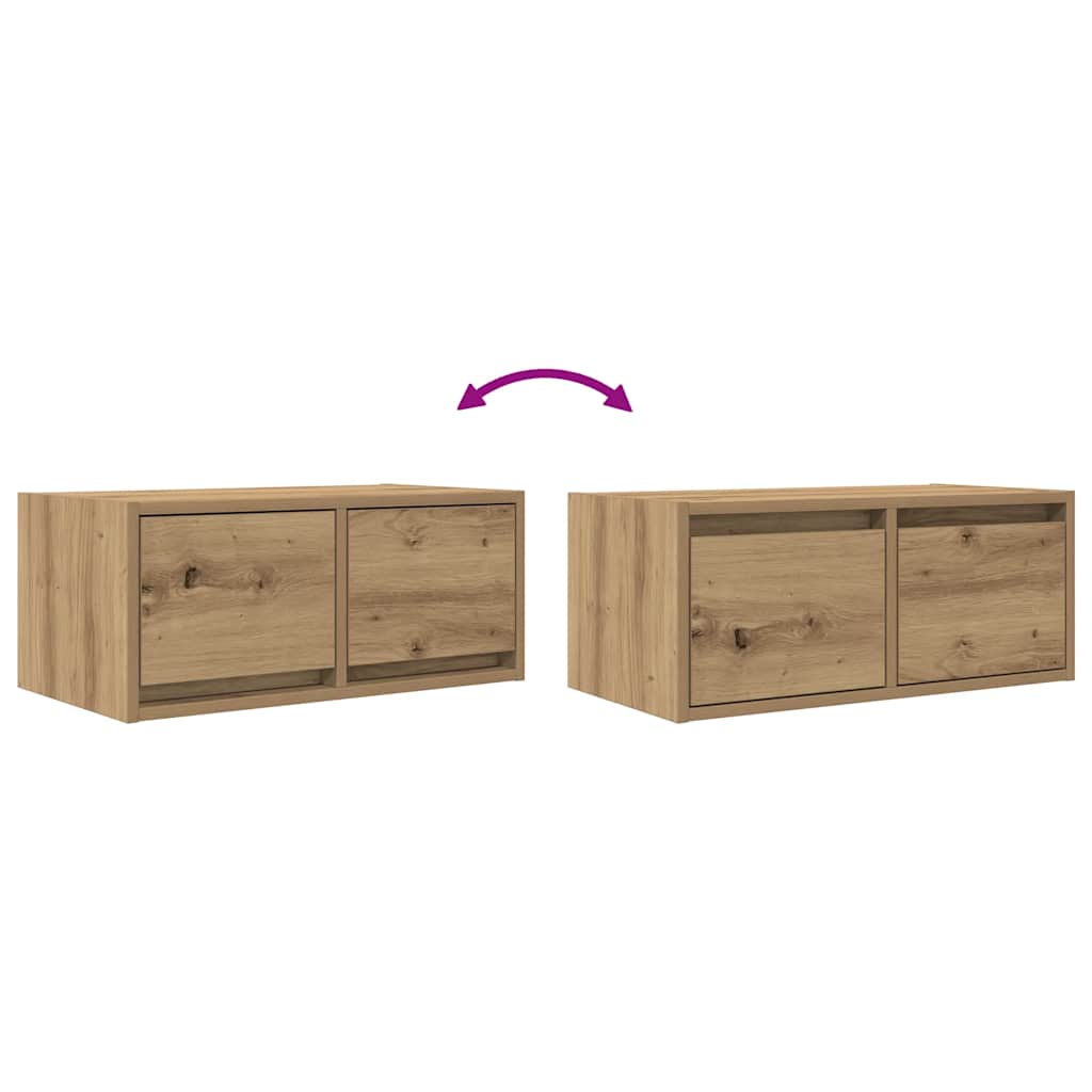 Meubles TV, lot de 2, chêne artisanal, 60 x 31 x 25,5 cm, matériau bois