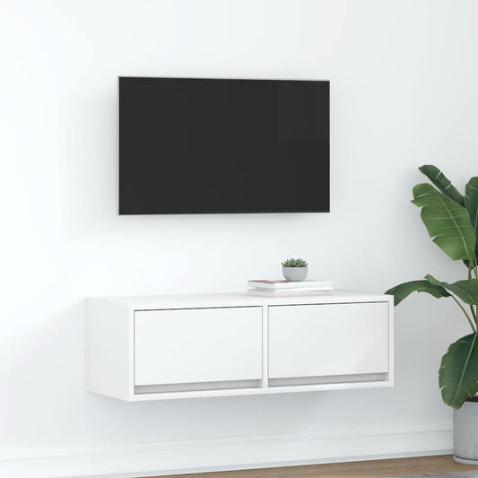 Meuble TV blanc 80x31x25,5 cm en matériau à base de bois