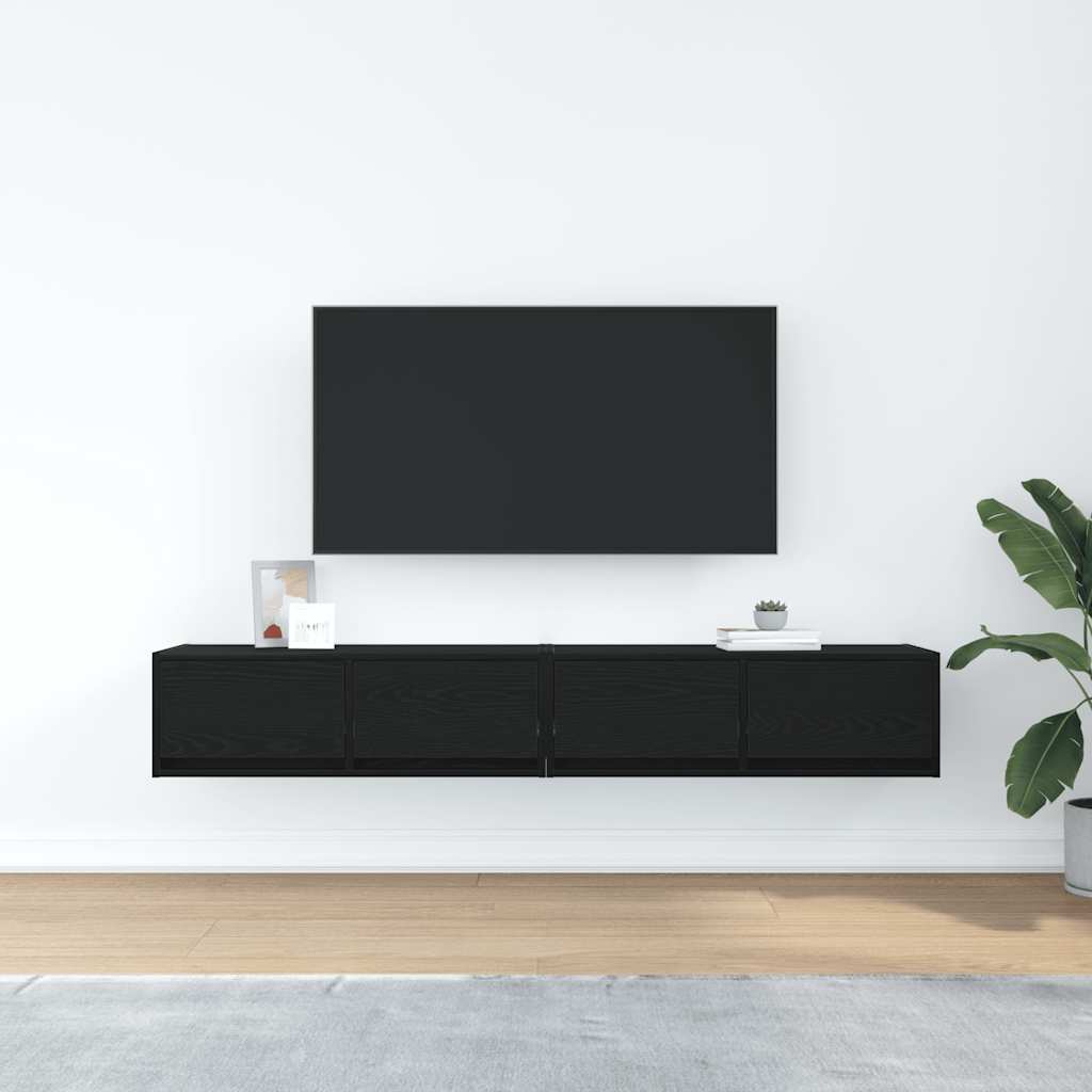 Meubles TV, lot de 2, aspect chêne noir, 80 x 31 x 25,5 cm