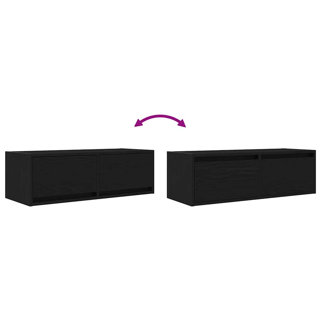 Meubles TV, lot de 2, aspect chêne noir, 80 x 31 x 25,5 cm