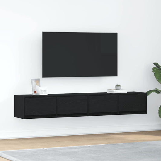 Meubles TV, lot de 2, aspect chêne noir, 80 x 31 x 25,5 cm